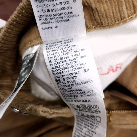 Levi’s Corduroy 314 Shaping Straight Pants Womens 27x30 Gold Brown Mid Rise - Picture 14 of 14
